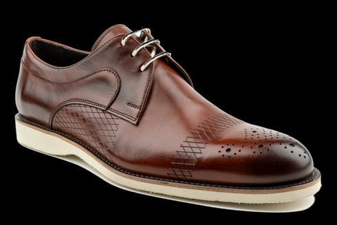 Tan Derby Dress Sneaker Wıth Semi Brogue Detail